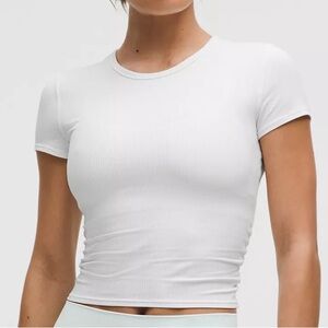 Lululemon All It Takes Back-Twist Ribbed Short-Sleeve Shirt, size 6